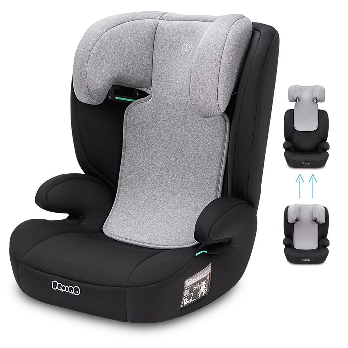 Дитяче автокрісло Booboo Safety Oslo без Isofix, i-Size 100-150 см, з підголівником, від 3 років, чорний/сірий