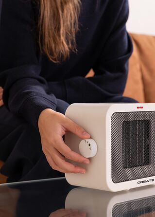 Керамічний обігрівач CREATE/WARM BOX, білий, 1500 Вт, портативний, з термостатом, 2 режими потужності, PTC-нагрів, захист від перегріву