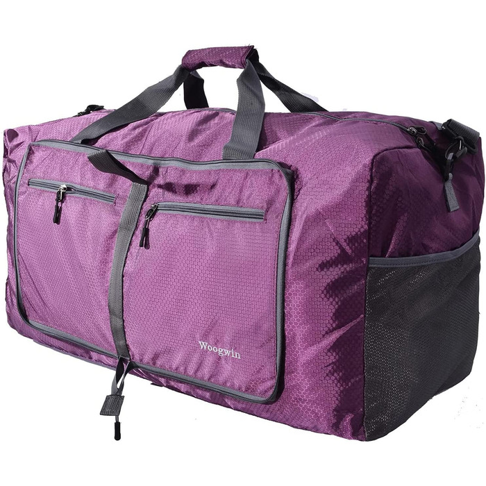 Велика спортивна сумка ehsbuy 60L, складана, з відділенням для взуття, водонепроникна, для чоловіків і жінок, для подорожей, спорту, сауни, гімнастики, відпочинку, фіолетова