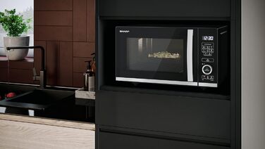 Мікрохвильова піч SHARP QS204AEB, 800 Вт, 10 режимів, функція розморожування, чорна