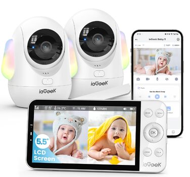 Радіоняня ieGeek з камерою 2.5K/4MP, 5.5