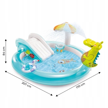 Поматеріальний водний ігровий центр Intex СЛОН (Смок) з фонтаном, 201x170x84 см