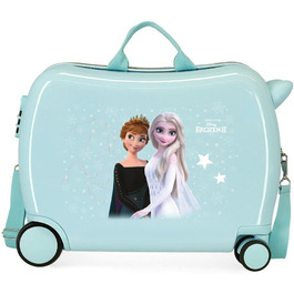Дитячий валіз Disney Frozen, блакитний, 50x38x20 см, жорсткий пластик, 34 л, 1,8 кг, 4 колеса, ручна поклажа