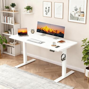 Електричний регульований стіл JUMMICO 130x60 см, Білий - Ергономічний стіл для роботи та навчання