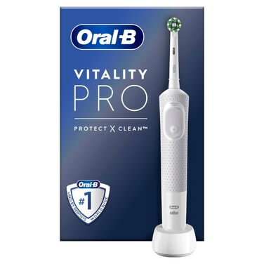 Електрична зубна щітка Oral-B Vitality Pro з 3 режимами чищення та насадкою Protect X Clean, від Braun
