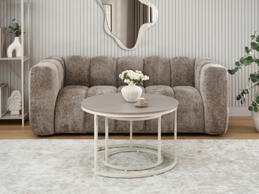Круглий кавовий столик Mebel-Partner, 80 x 80 x 48,5 см, кремовий, відтінки бежевого