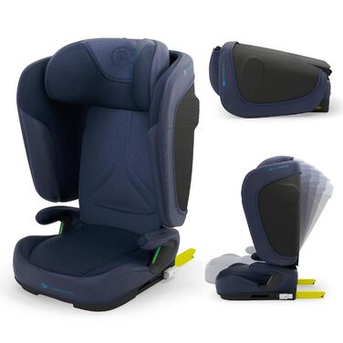 Автокрісло Kinderkraft UNITY 2 i-Size, 100-150 см, 3,5-12 років, регульована підголівник, AIR FLOW, 5 положень спинки, блакитне