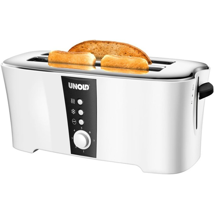 Тостер Unold 38020 Design Dual білий/чорний, 4 функції, 4 тостів, підставка для булочок, 1300 Вт, охолоджуваний корпус