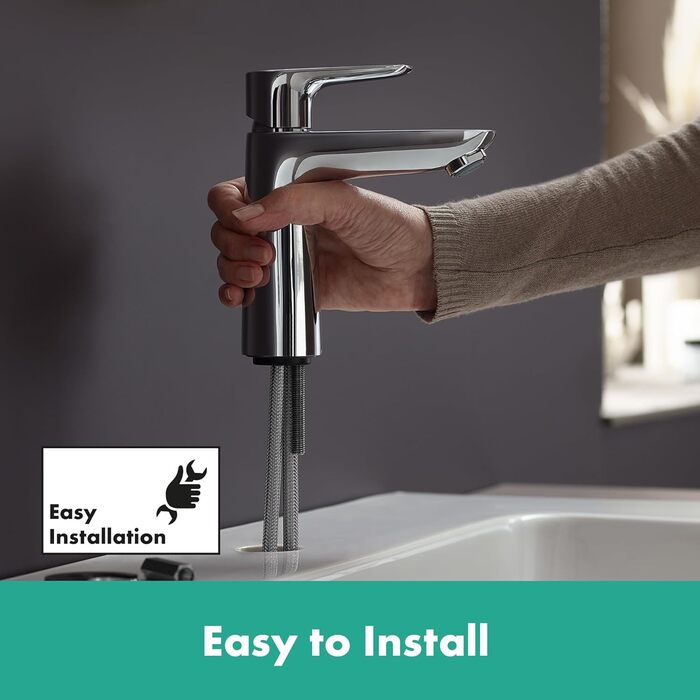 Змішувач для ванної кімнати Hansgrohe Talis E з Push-Open, вилив висотою 110 мм, EcoSmart, хром