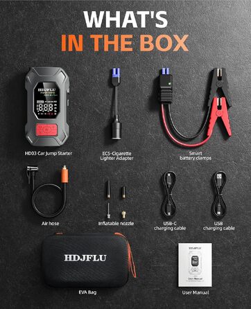 Пусковий пристрій Jump Starter 7500A з компресором 180 PSI та Powerbank 24000mAh для бензинових та дизельних авто (до 10.0L), PD65W, LED-дисплей