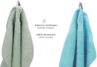 Набір рушників Betz PREMIUM 12 шт. 100% бавовна, зелений/синій: 2 банних, 4 для рук, 2 гостьових, 2 для мила, 2 рукавички