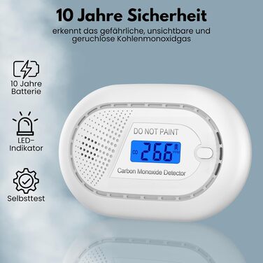 Розумний датчик чадного газу Aroha Smart Connect Wi-Fi (Tuya, Smart Life) з батареєю на 10 років, детектор CO для Smart Home