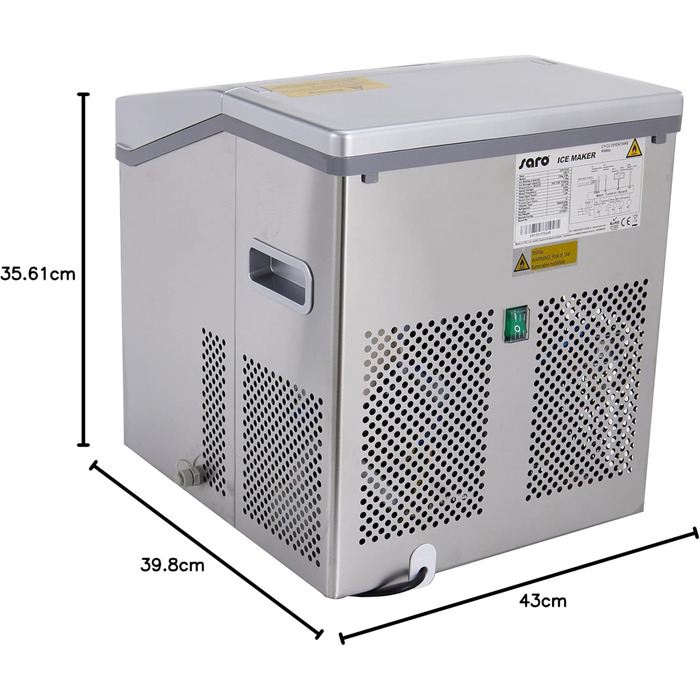 Льодогенератор Saro EB 15, 15 кг/доба, 230 В, 0,16 кВт, 3 розміри льоду, повітряне охолодження