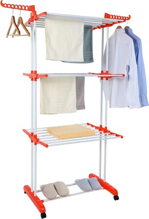 Сушарка для білизни Herzberg HG8034ORG, 20 м, багатофункціональна, нержавіюча сталь, легка збірка, помаранчева