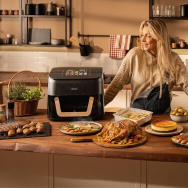 Аерофритюрниця-гриль Cecotec Cecofry & Grill Smokin' 6500 Plus 6.5Л, 2200 Вт, з функцією копчення, подвійним грилем та вікном, чорна