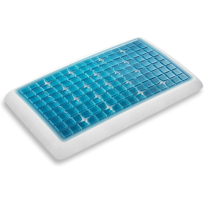 Ортопедична подушка Technogel Deluxe для підтримки шиї, сертифікована, без шкідливих речовин, гелевий наповнювач, для спини та бокового сну, з наволочкою, 66x40x7 см
