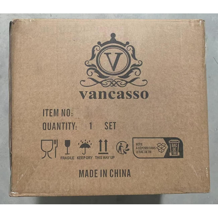 Сервіз столовий з кам'яної кераміки vancasso STERN, 16 предметів, квадратний посуд для 4-12 осіб: миски для мюслі, супові, десертні та обідні тарілки