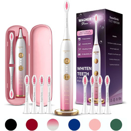 Електрична зубна щітка Wagner Stern WHITEN+ Edition з датчиком тиску, 5 режимів чищення, 3 рівні інтенсивності, 8 насадок, етитуй. Колір: зелений (магнолія)