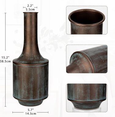 Вінтажна металева ваза для квітів Vasen Groß синього кольору в стилі Shabby Chic для букетів та декору