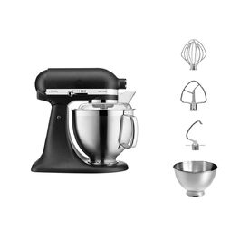 Кухонна машина KitchenAid Artisan: планетарний міксер з чашами 4.8 л та набором насадок із нержавіючої сталі, чорний чавун