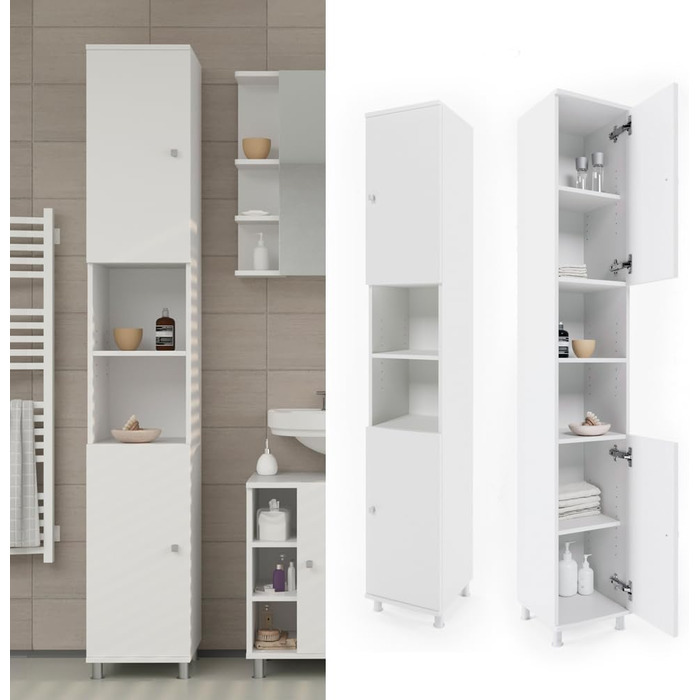 Шафа для ванної Vicco Fynn, біла, 30x190 см, вертикальна