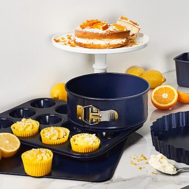 Форма для випічки Zyliss E980194 Springform, 23 см, з антипригарним покриттям, нержавіюча сталь, темно-синій колір, для маленьких тортів, сумісна з посудомийною машиною, 5 років гарантії