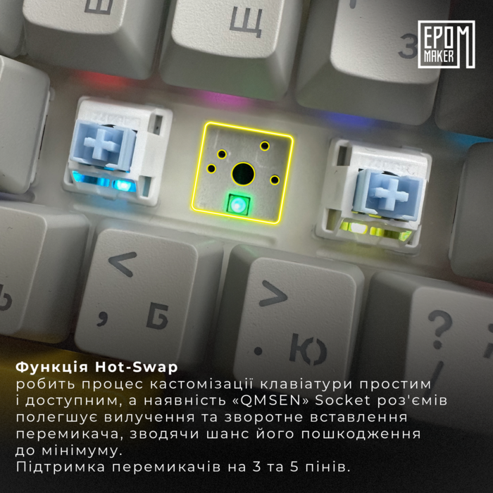 Клавіатура механічна бездротова EPOMAKER AK820 Pro Flying Fish White (AK820-PRO-W-FF)