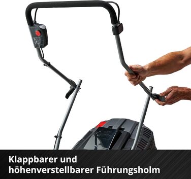 Акумуляторна газонокосарка Einhell GE-CM 43 Li M Kit Power X-Change 36В, безщіткова, ширина косіння 43 см, для газонів до 600 м², з мульчуванням, кошик 63 л, висота 25-75 мм, 2 акумулятори 4.0 А·год та 2 зарядні пристрої