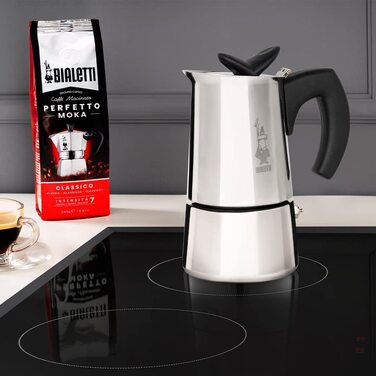 Кавоварка Bialetti Musa Induction з нержавіючої сталі для всіх типів плит, 6 чашок (270 мл), срібляста