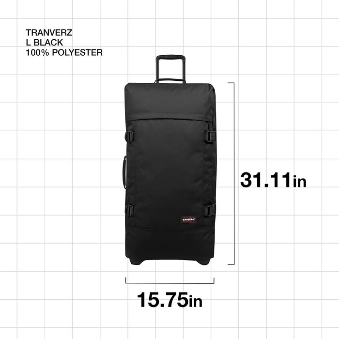 Валіза Eastpak TRANVERZ L, 121 л, чорна, 79x40x33 см
