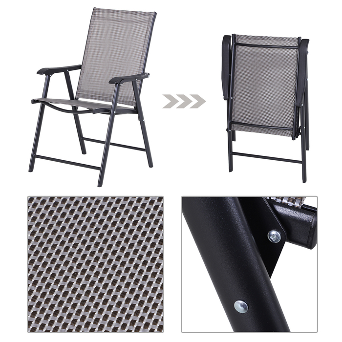 Outsunny Camping Chairs Набір з 2 розкладних крісел Підлокітник Крісло для риболовлі металеве сіре 58x64x94см