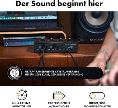Аудіоінтерфейс M-Audio M-Track Duo для запису, стрімінгу та подкастів - 2 XLR/Line входи, 192kHz, з програмним забезпеченням