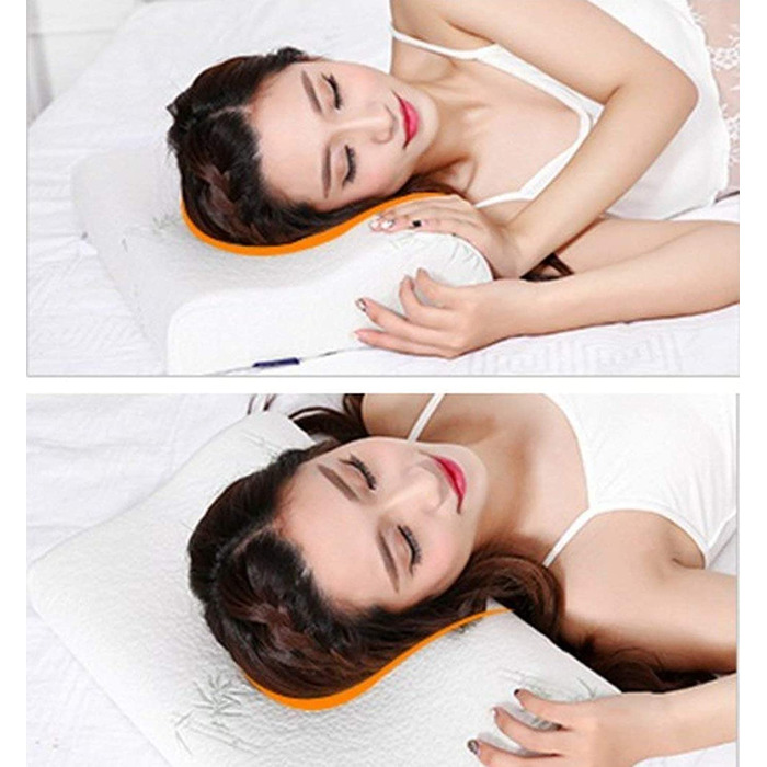 Подушка ортопедична з піни Memory Foam для глибокого сну, бамбукова, біла, гіпоалергенна, знімний чохол