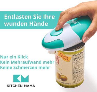 Електричний відкривачка для консервів Kitchen Mama Auto 2.0: автоматичний, бездротовий, з гладкою кромкою, безпечний для продуктів харчування