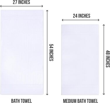 Utopia Towels – набір із 6 середніх банних рушників 100% бавовна з петельками, 60x120 см, м'які та вбираючі рушники для душу, білі