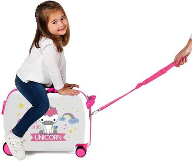 Дитяча валіза Roll Road Little Me, Єдиноріг, біла, 50x38x20 см, ABS-пластик, 34 л, 4 колеса, кодовий замок
