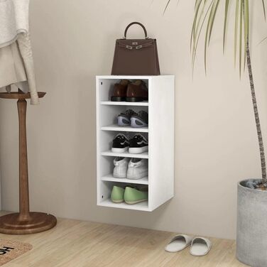 vidaXL шафа для взуття з 5 відділеннями, біла, 31,5x35x70 см, деревостружкова плита, навісний стелаж для зберігання взуття