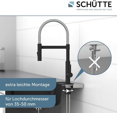 Змішувач кухонний SCHÜTTE MIAMI 79147 з висувним душем, чорний/хром - одноричаговий, з магнітним утримувачем, для мийки