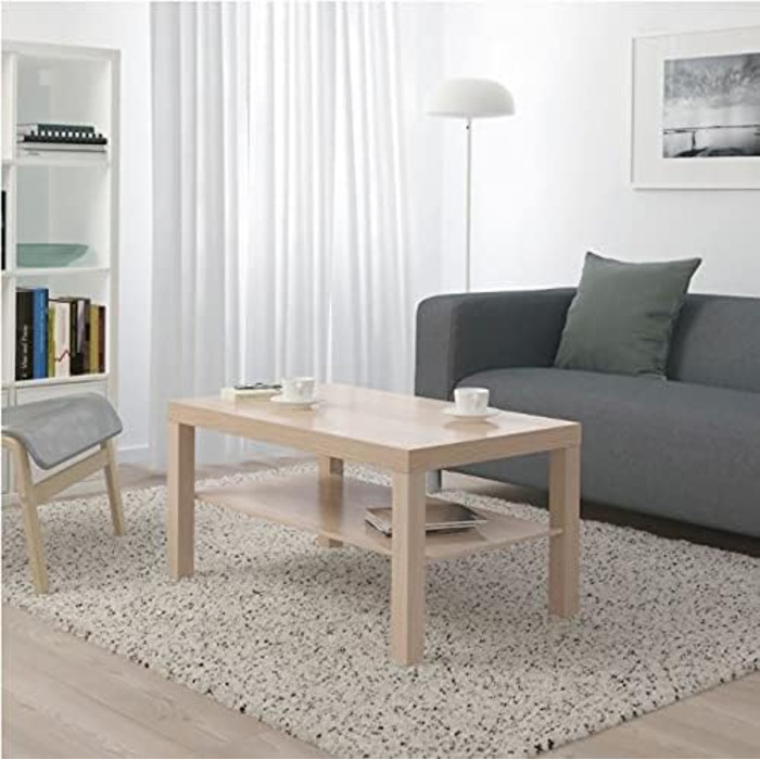 Журнальний стіл IKEA Lack 90x55 см, білий з ефектом дуба