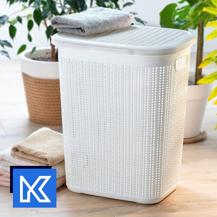 KADAX кошик для білизни 50 л з кришкою, пластиковий, для ванної, іграшок і одягу