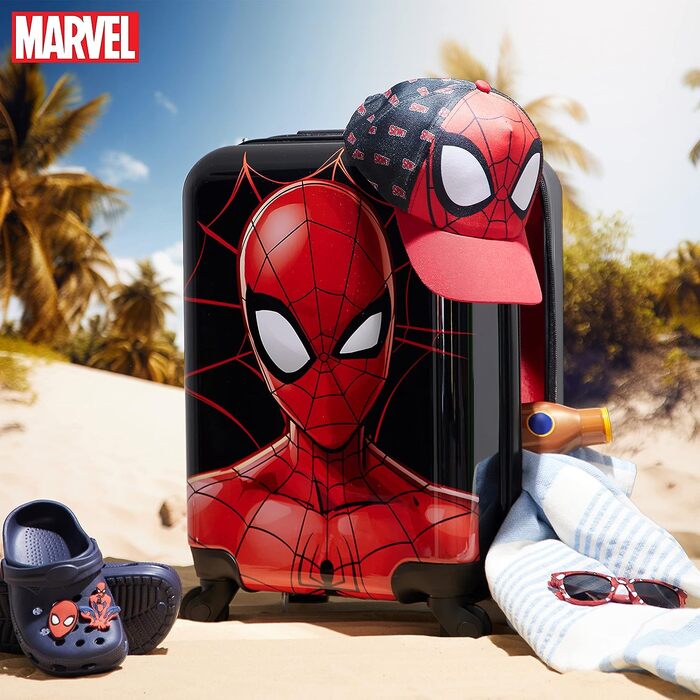 Дитячий дорожній чемодан Marvel Spiderman на 4 колесах, 49×33×22 см, з висувною ручкою та відділенням на блискавці, для хлопчиків і дівчаток
