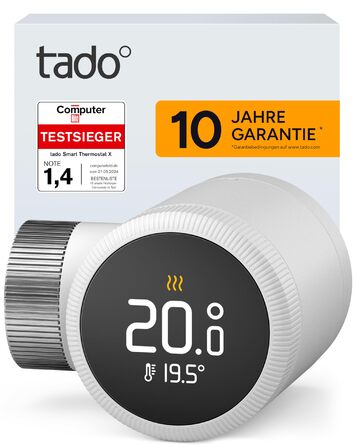 tado Smartes Heizkörperthermostat X: Розумний термостат для радіатора з керуванням через додаток та голосових помічників (Alexa, Siri, Google Assistant), енергозбереження, DIY монтаж
