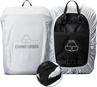 Велосумка-рюкзак Johnny Urban 2в1 для багажника Phil, водовідштовхуюча, з дощовиком, чорна, для чоловіків і жінок, зі світловідбивачем