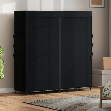 Тканинна шафа для одягу, пилозахисна, портативна, 5 штанги, 170 x 45 x 167 см, чорна