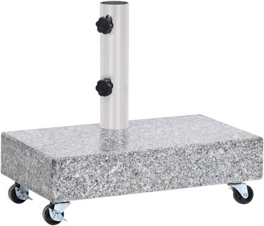Підставка для парасолі з роликами vidaXL, граніт, 45x25x8,3 см, світло-сіра, для тераси та саду