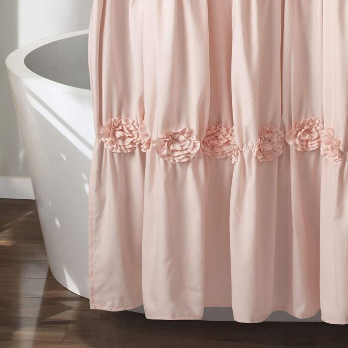 Штора для ванної Lush Decor Darla, рюші, квітковий візерунок, 183x183 см, рожевий