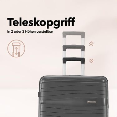 Валіза Travel One Hartschalen – Набір валіз 3 шт (32/60/98л), кодовий замок, 360° колеса, антрацит