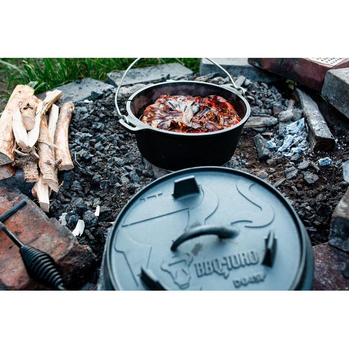 Чавунний казанок BBQ-Toro Dutch Oven Premium Serie 9,0 л (DO9P) без ніжок, підготовлений до використання (preseasoned) з кришкою