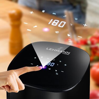 Аерофритюрниця Lehmann LHODF-1435 з 8 програмами, антипригарним покриттям, LCD-дисплеєм та знімною чашею 3,5 л, без масла