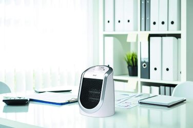 Керамічний обігрівач EWT DDF 250 Вт, настільний, з USB, термостатом, LED підсвічуванням і зарядкою для смартфона, білий